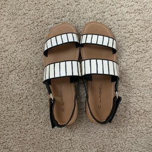 Black and white striped sandals!